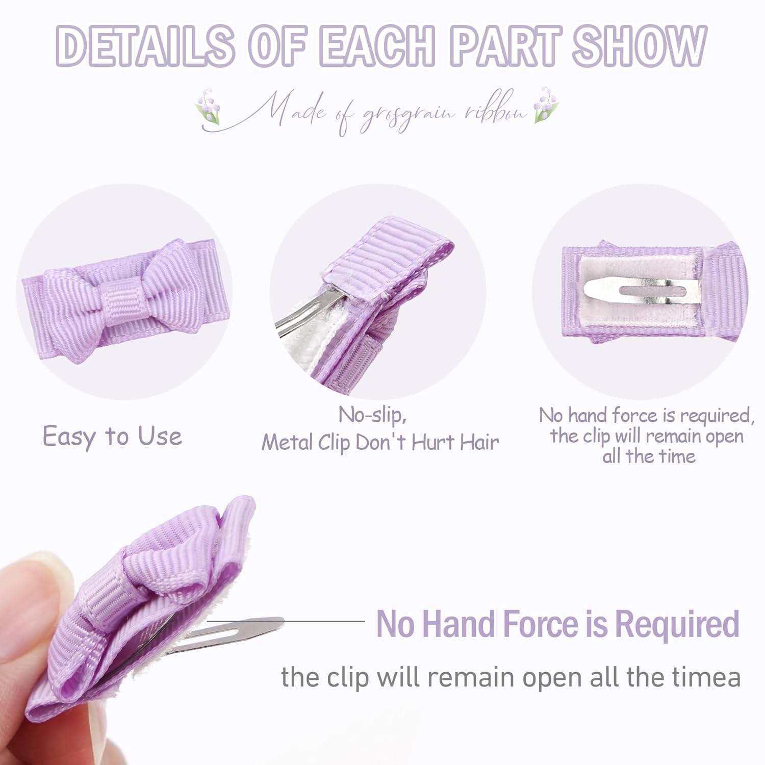 CÉLLOT 60Pcs Baby Hair Clips 1.2 Tiny Baby Bows Snap Hair Clips for Thin Hair Grosgrain Ribbon Hair Bows Clips for Baby Girls Toddlers Infant in Pairs